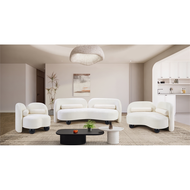 Meridian Furniture Daphne Cream Chenille Fabric Chair