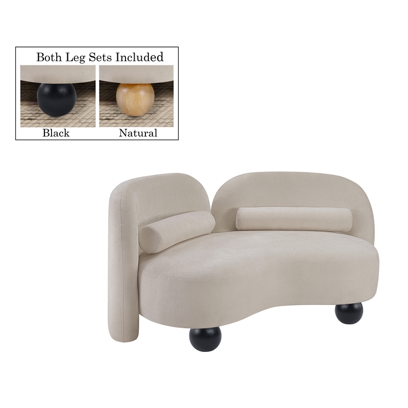 Meridian Furniture Daphne Beige Chenille Fabric Loveseat