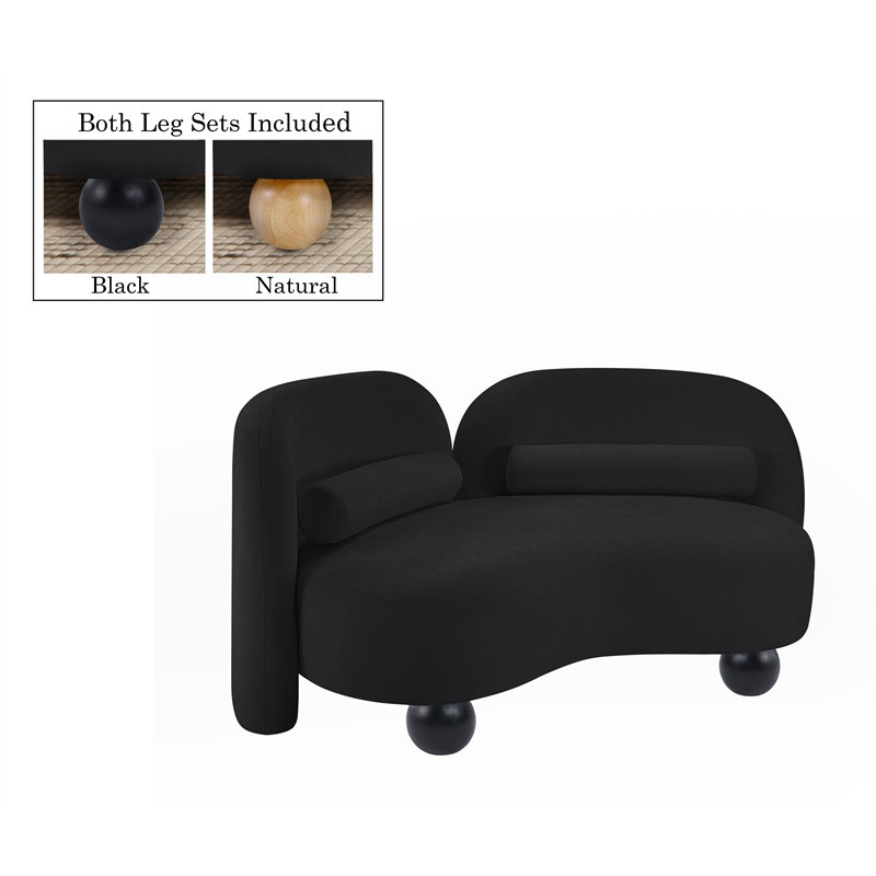 Meridian Furniture Daphne Black Chenille Fabric Loveseat