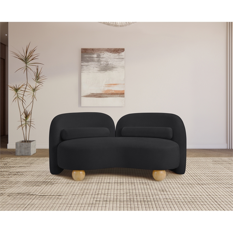 Meridian Furniture Daphne Black Chenille Fabric Loveseat