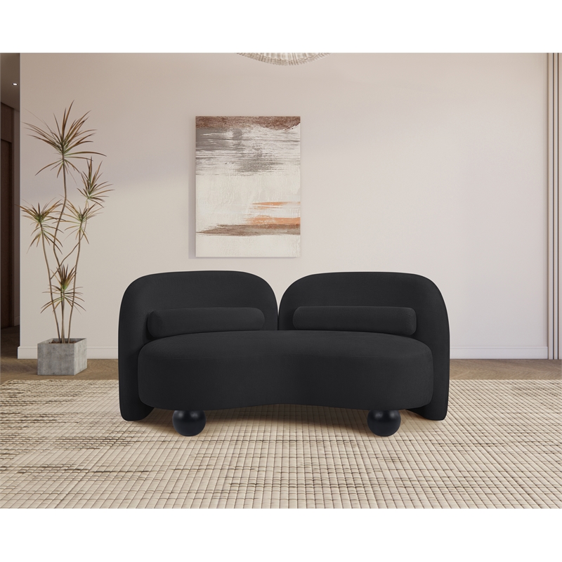 Meridian Furniture Daphne Black Chenille Fabric Loveseat