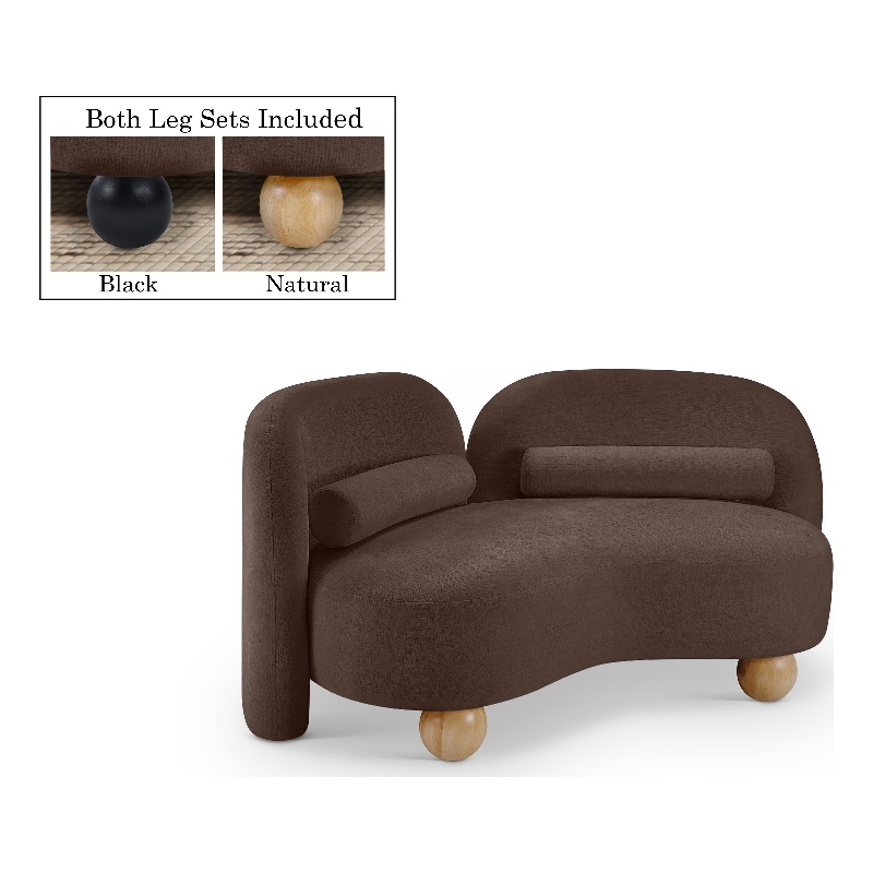 Meridian Furniture Daphne Brown Chenille Fabric Loveseat