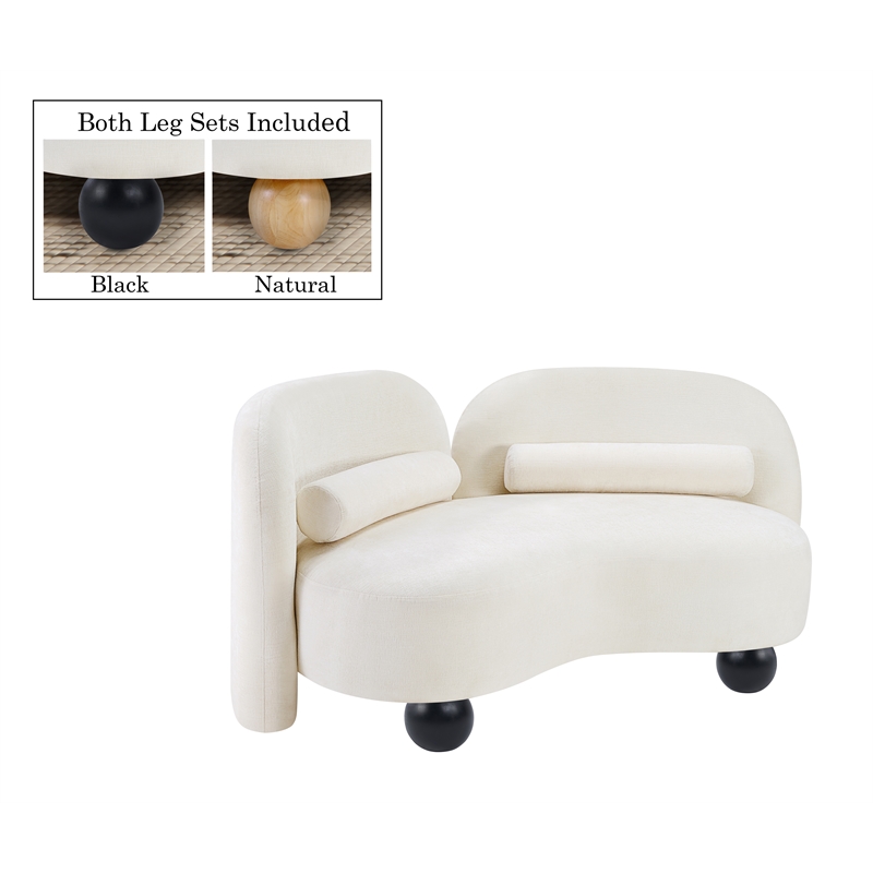 Meridian Furniture Daphne Cream Chenille Fabric Loveseat