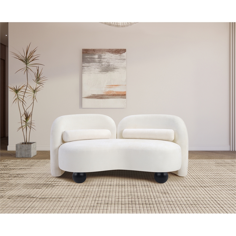 Meridian Furniture Daphne Cream Chenille Fabric Loveseat
