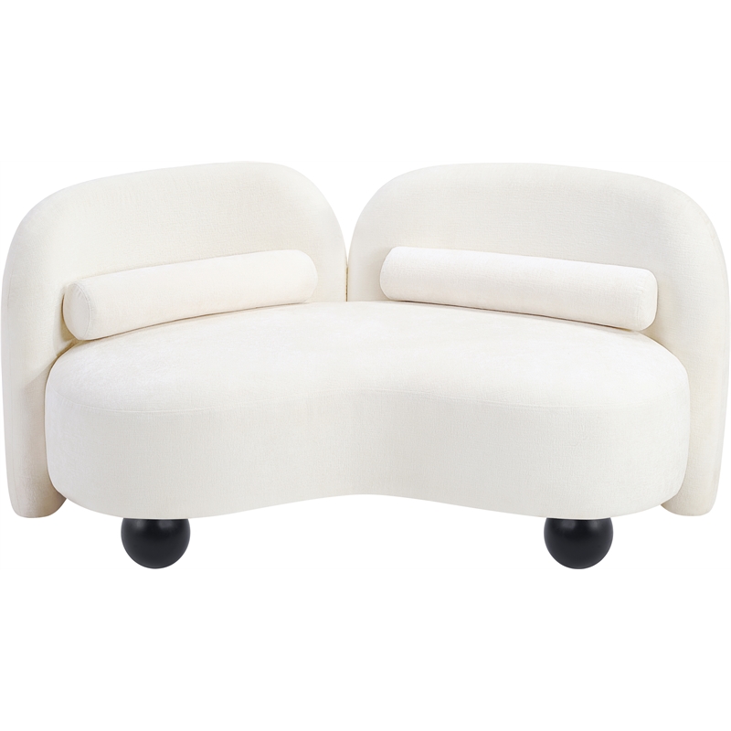 Meridian Furniture Daphne Cream Chenille Fabric Loveseat