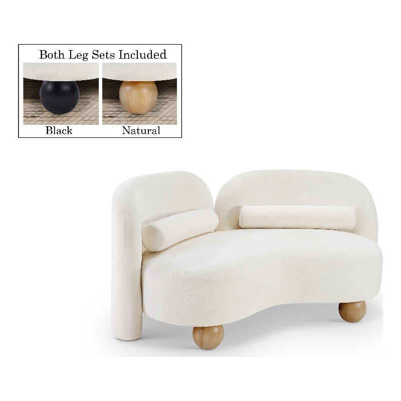 Meridian Furniture Daphne Cream Chenille Fabric Loveseat