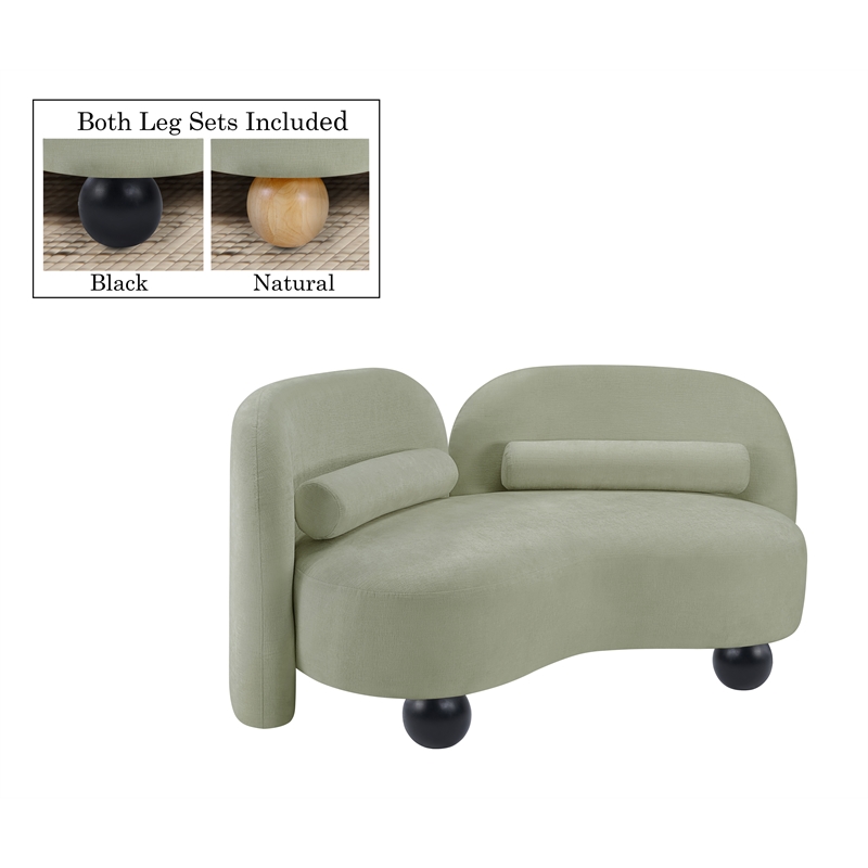 Meridian Furniture Daphne Mint Chenille Fabric Loveseat