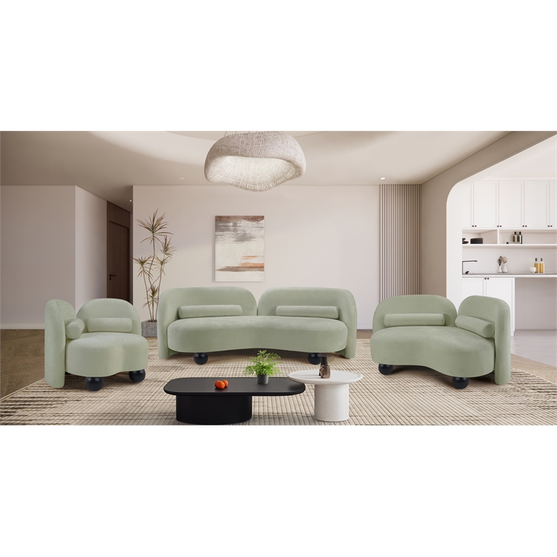 Meridian Furniture Daphne Mint Chenille Fabric Loveseat