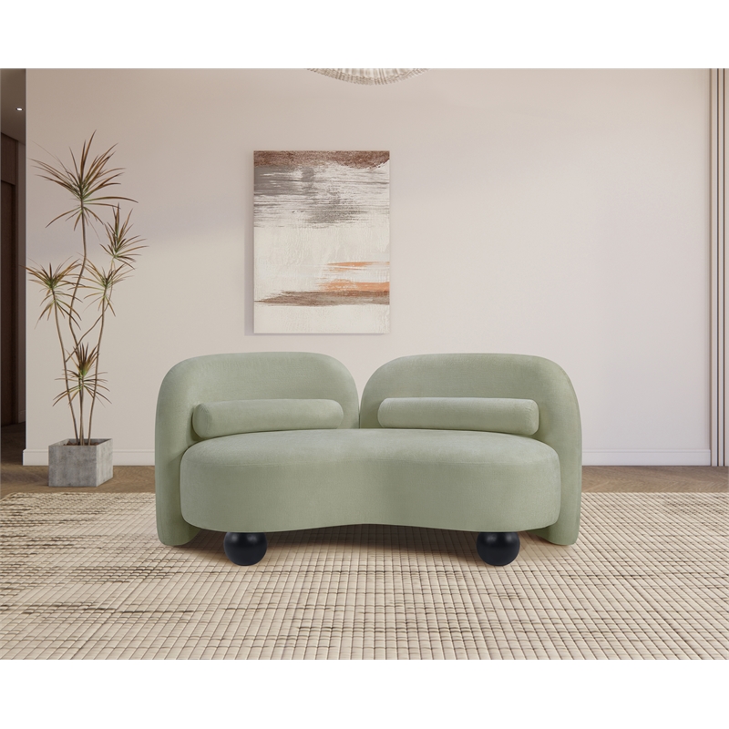 Meridian Furniture Daphne Mint Chenille Fabric Loveseat