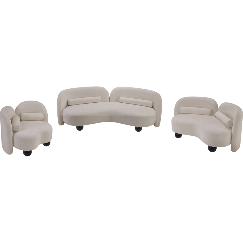 Meridian Furniture Daphne Beige Chenille Fabric Sofa