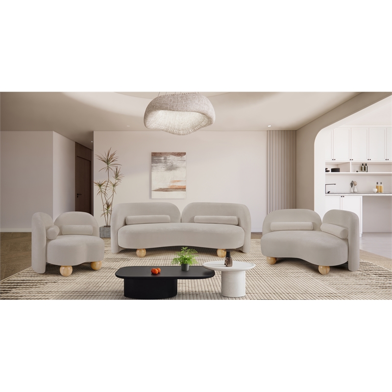 Meridian Furniture Daphne Beige Chenille Fabric Sofa