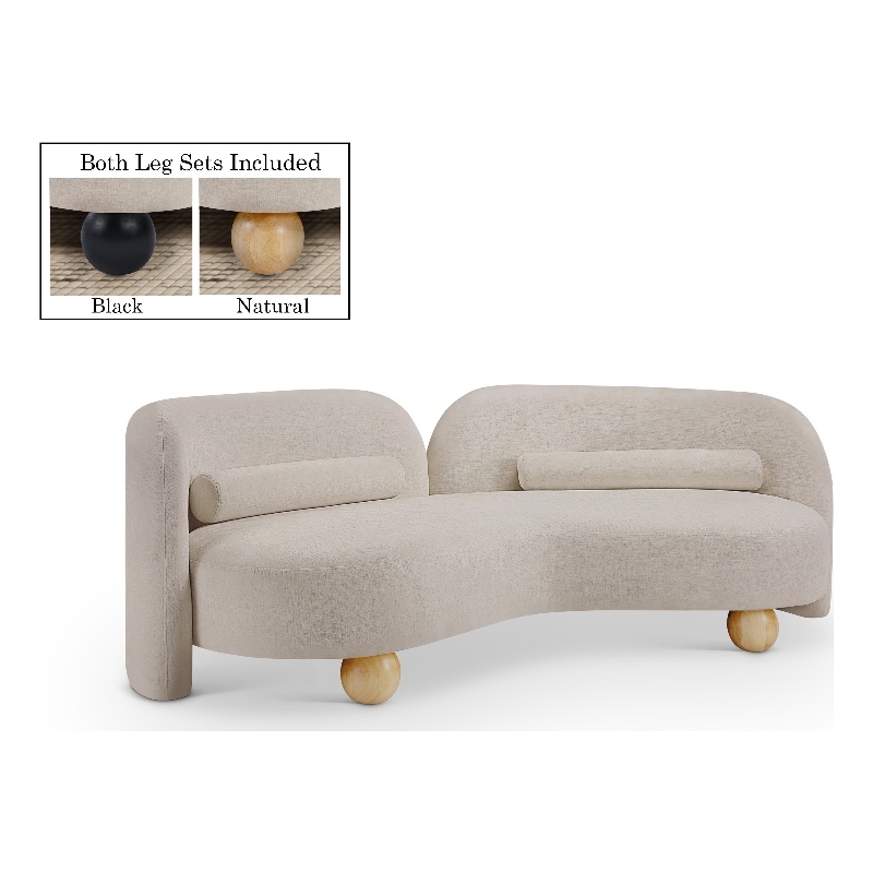 Meridian Furniture Daphne Beige Chenille Fabric Sofa