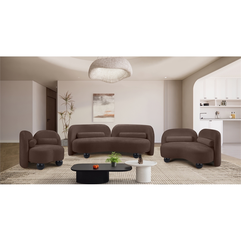 Meridian Furniture Daphne Brown Chenille Fabric Sofa