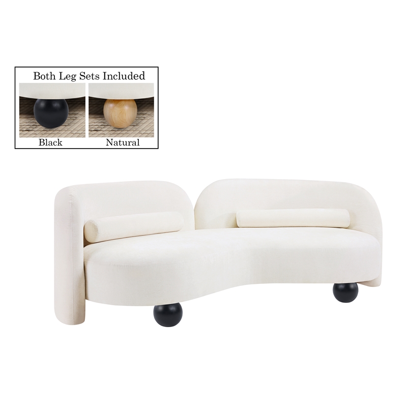 Meridian Furniture Daphne Cream Chenille Fabric Sofa