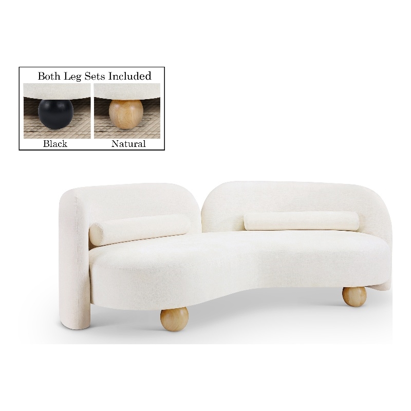 Meridian Furniture Daphne Cream Chenille Fabric Sofa
