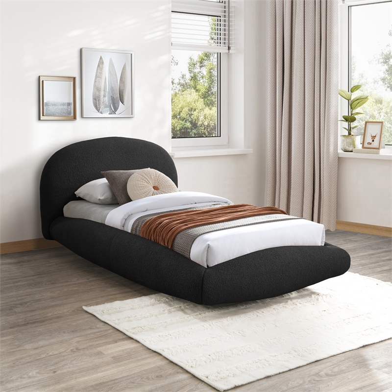 Meridian Furniture Genesis Black Teddy Fabric Twin Bed