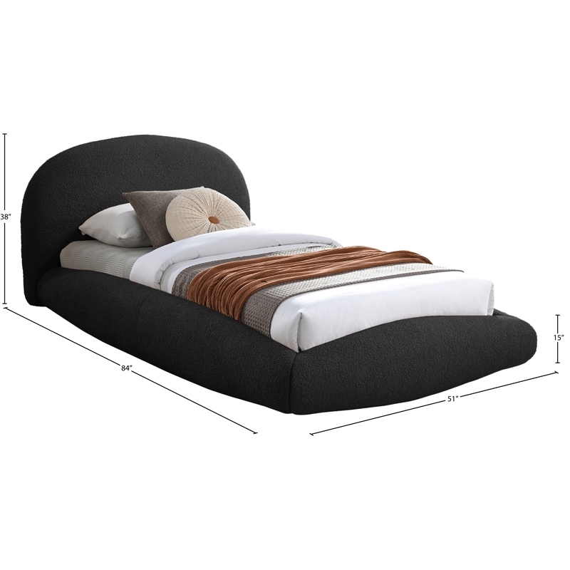 Meridian Furniture Genesis Black Teddy Fabric Twin Bed