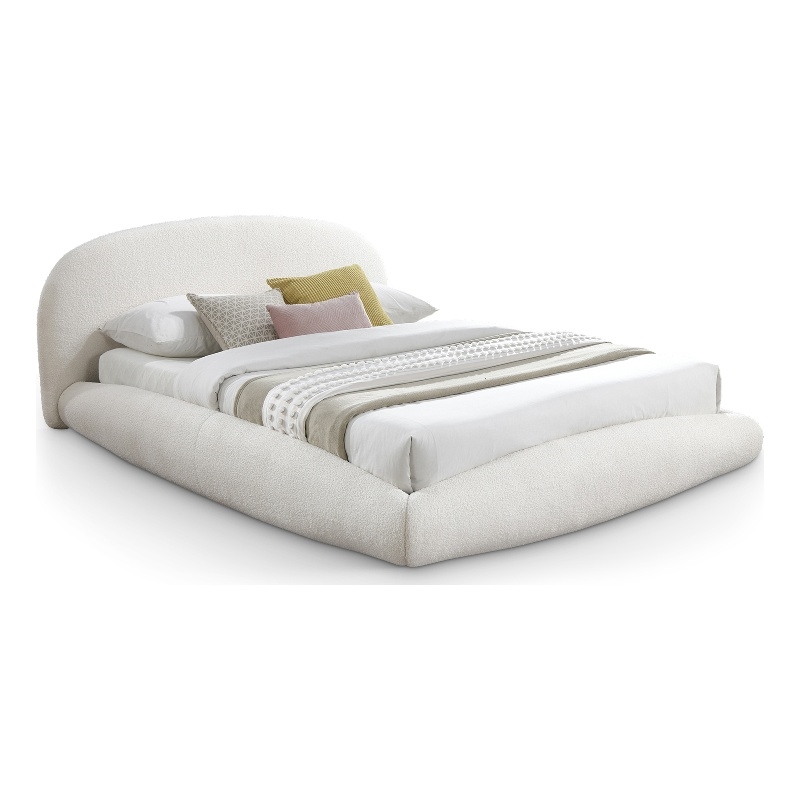 Meridian Furniture Genesis Cream Teddy Fabric Full Bed