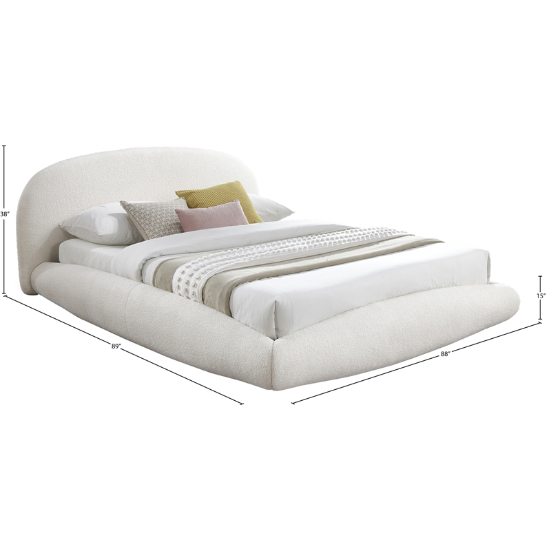Meridian Furniture Genesis Cream Teddy Fabric King Bed