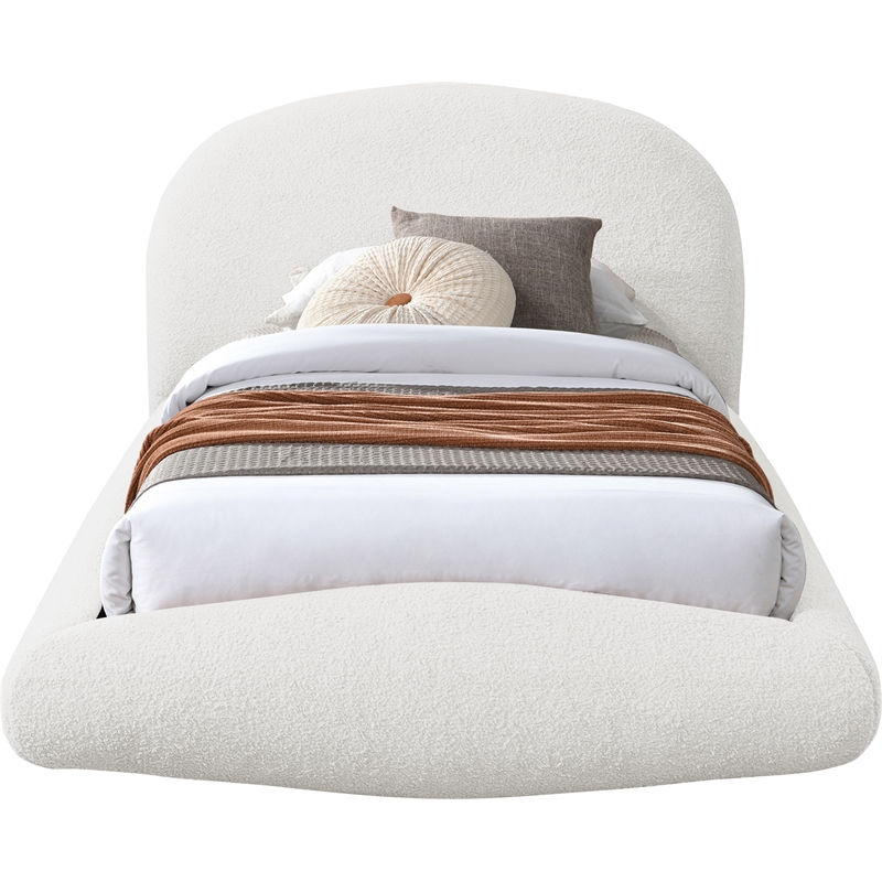 Meridian Furniture Genesis Cream Teddy Fabric Twin Bed