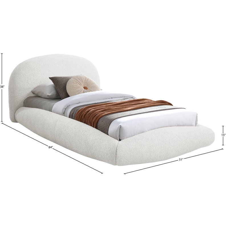 Meridian Furniture Genesis Cream Teddy Fabric Twin Bed