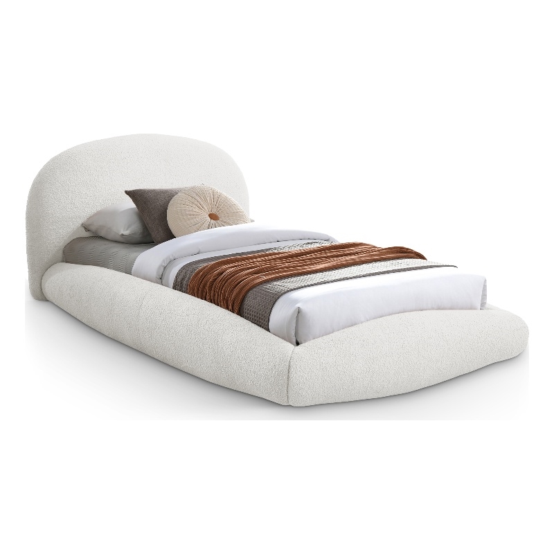 Meridian Furniture Genesis Cream Teddy Fabric Twin Bed