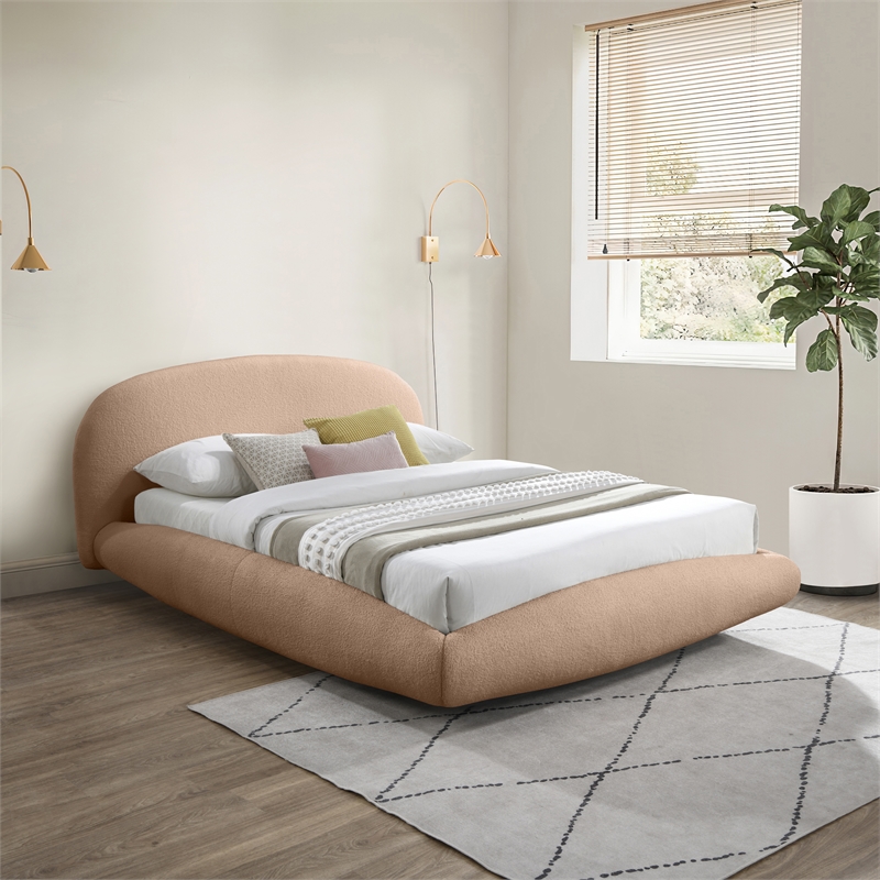 Meridian Furniture Genesis Beige Teddy Fabric Queen Bed