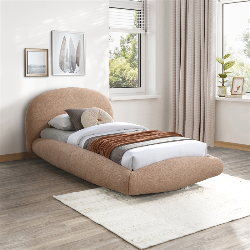Meridian Furniture Genesis Beige Teddy Fabric Twin Bed