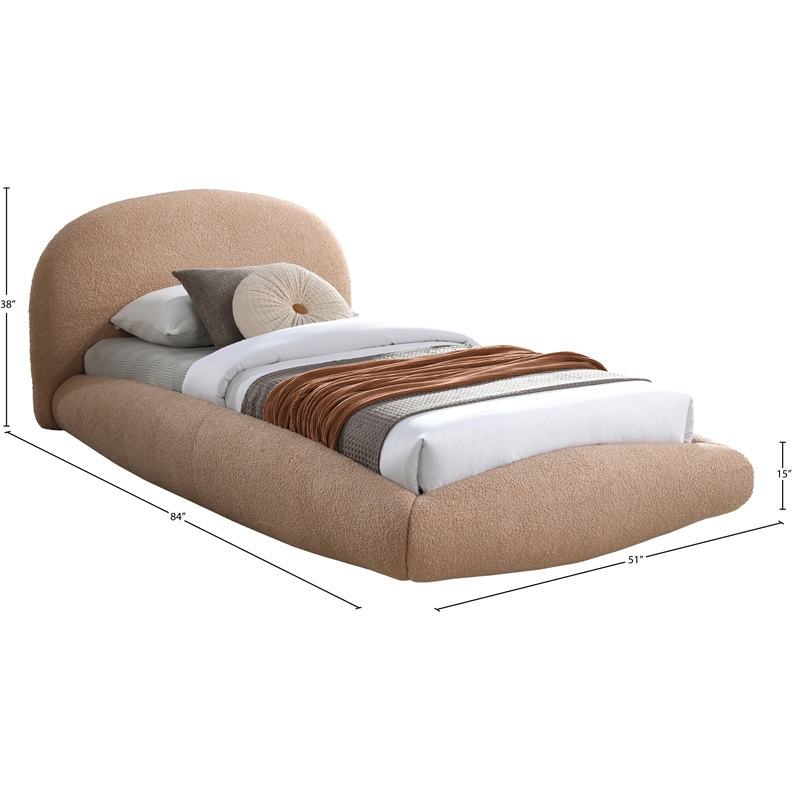 Meridian Furniture Genesis Beige Teddy Fabric Twin Bed