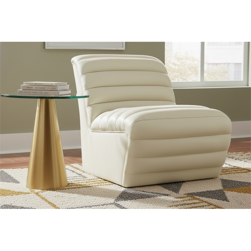 Meridian Furniture Vega Cream Vegan Leather Accent Chair