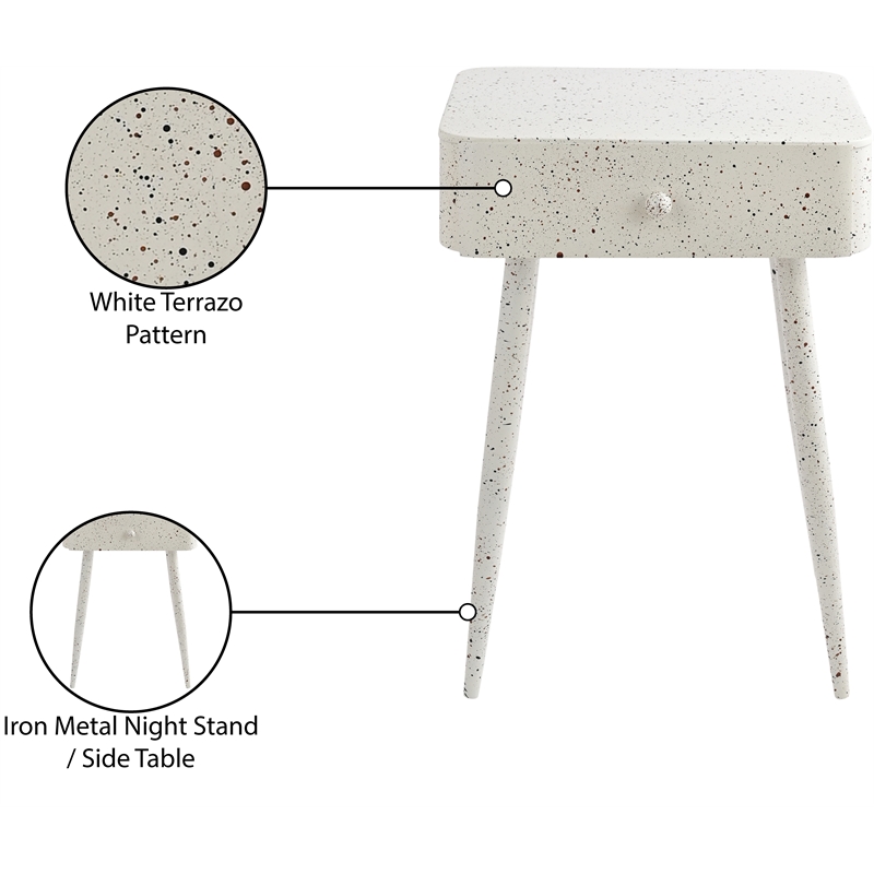 Meridian Furniture Rylan White Iron Night Stand