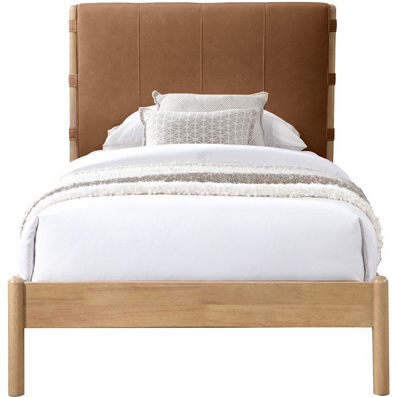 Meridian Furniture Asher Cognac Vegan Leather Twin Bed