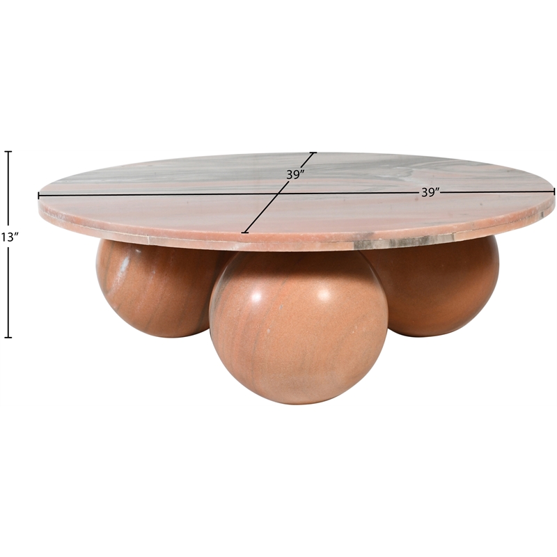 Meridian Furniture Spherical Pink Marble Coffee Table
