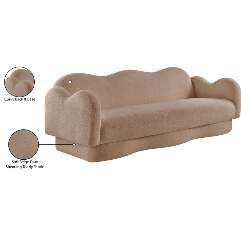 Meridian Furniture Bloom Beige Teddy Fabric Sofa