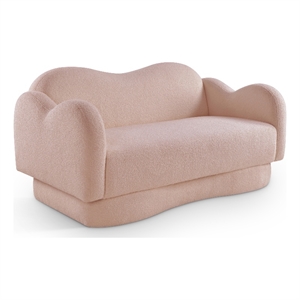Meridian Furniture Bloom Pink Teddy Fabric Loveseat