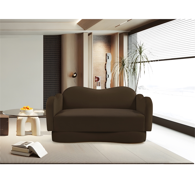 Meridian Furniture Bloom Brown Velvet Loveseat