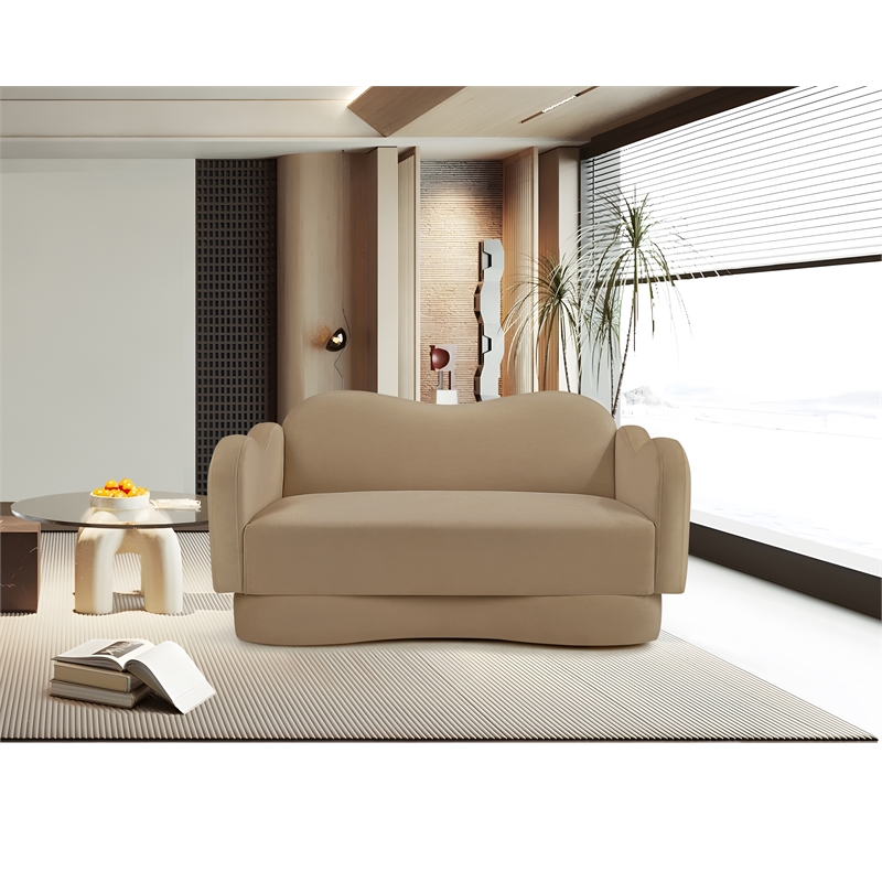 Meridian Furniture Bloom Camel Velvet Loveseat