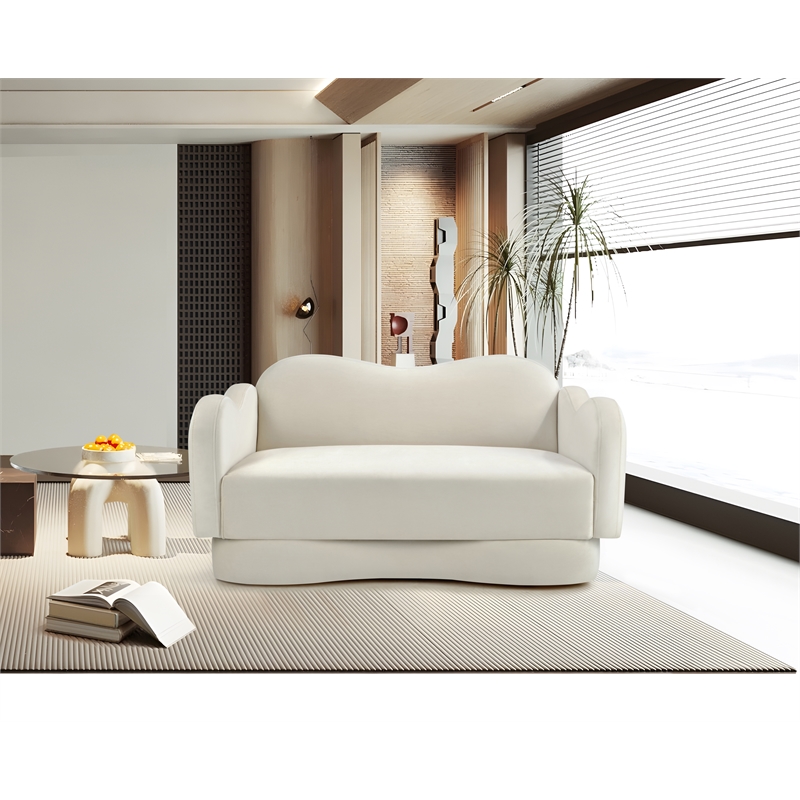 Meridian Furniture Bloom Cream Velvet Loveseat