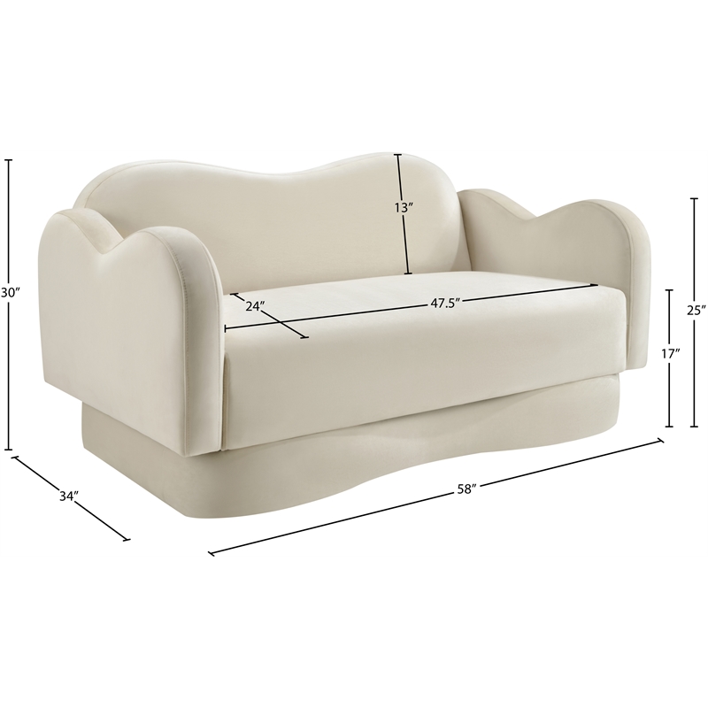 Meridian Furniture Bloom Cream Velvet Loveseat