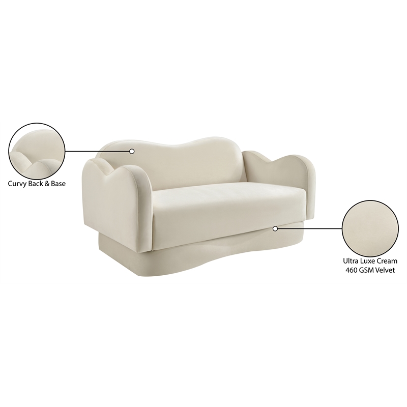 Meridian Furniture Bloom Cream Velvet Loveseat
