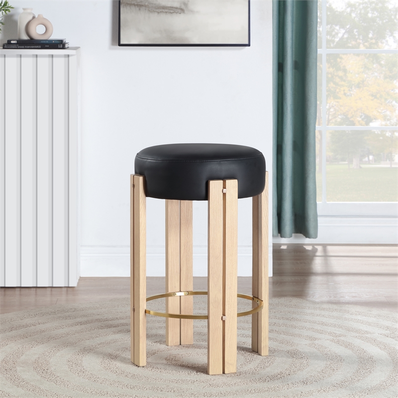 Meridian Furniture Harrison Black Vegan Leather Counter Stool