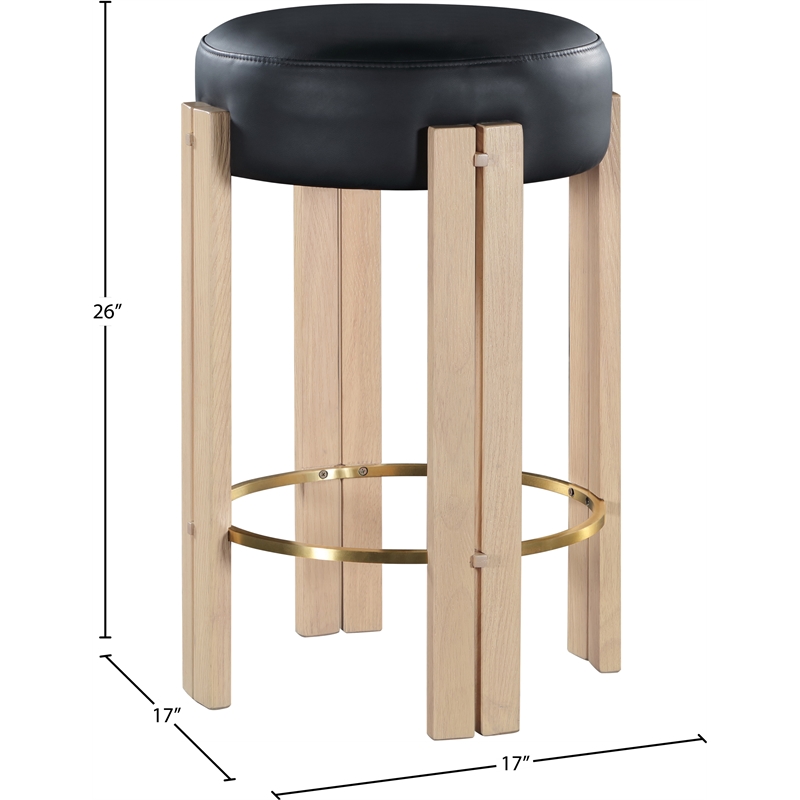 Meridian Furniture Harrison Black Vegan Leather Counter Stool