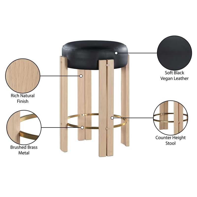 Meridian Furniture Harrison Black Vegan Leather Counter Stool
