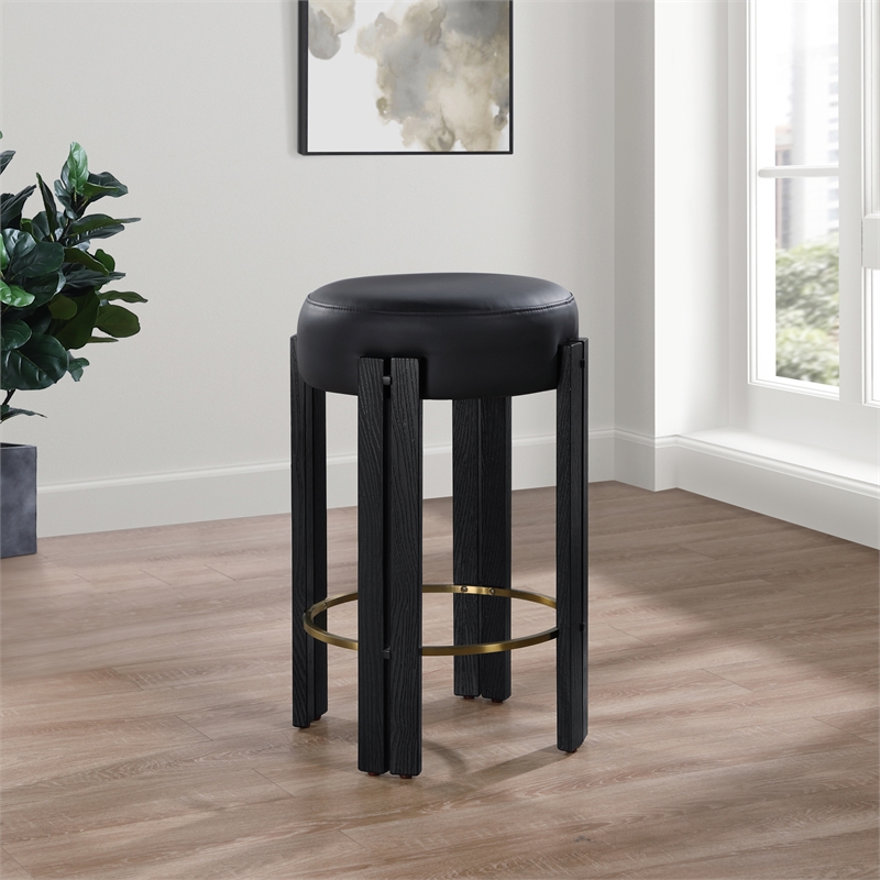 Meridian Furniture Harrison Black Vegan Leather Counter Stool