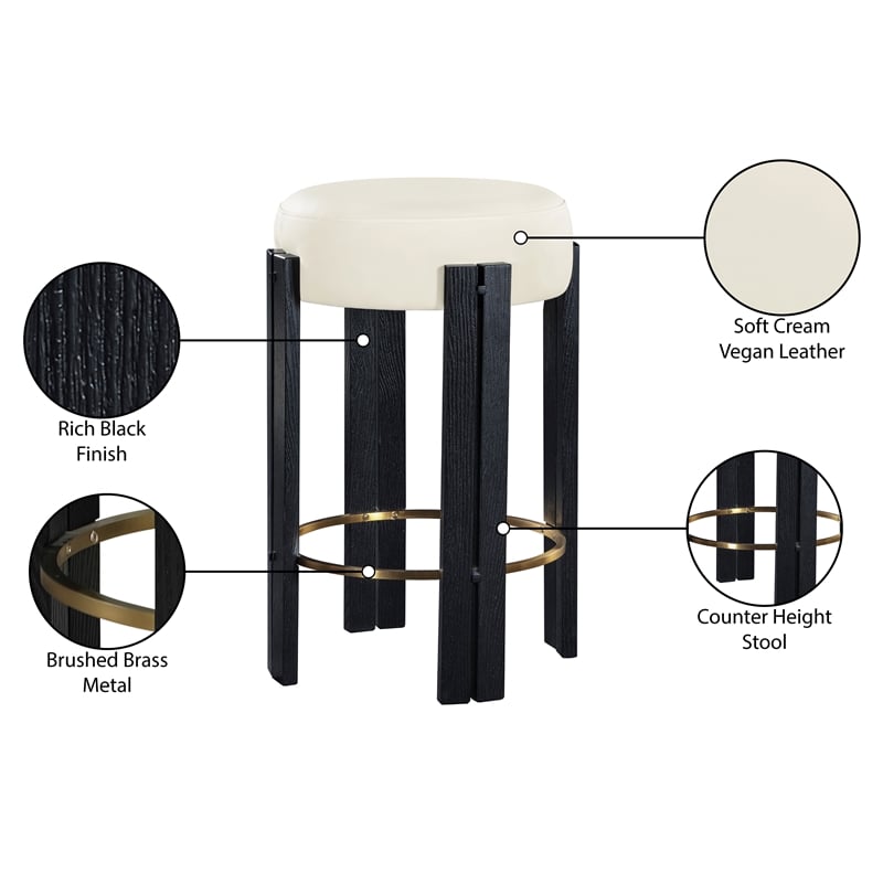 Meridian Furniture Harrison Cream Vegan Leather Counter Stool