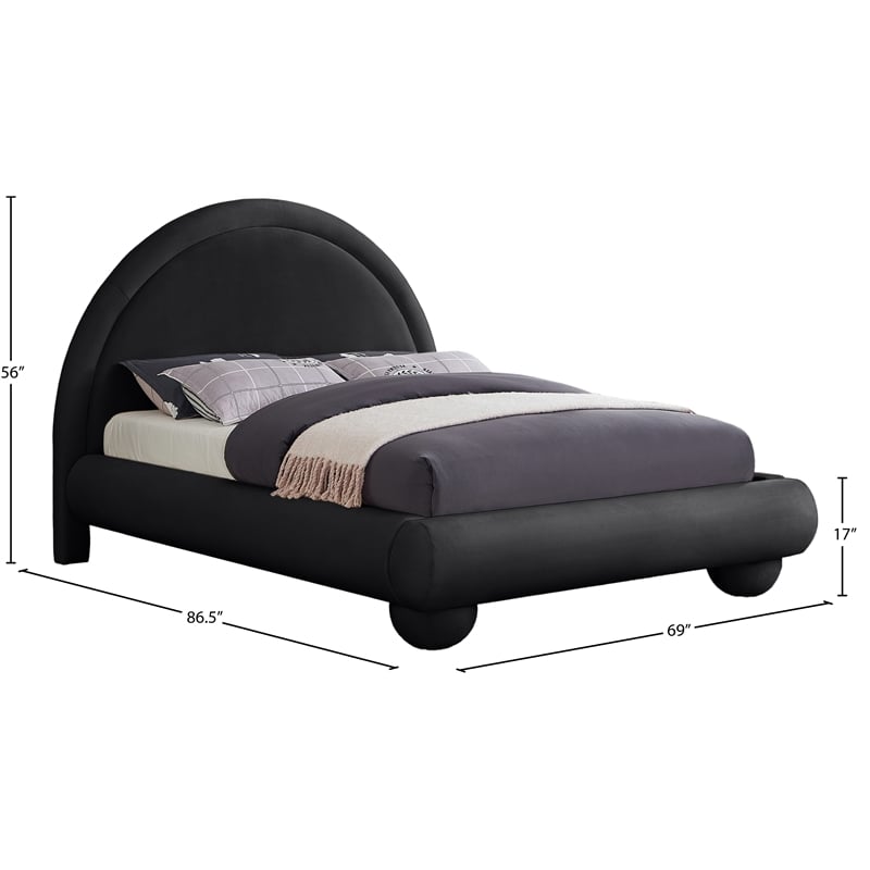 Meridian Furniture Madrid Black Velvet Full Bed
