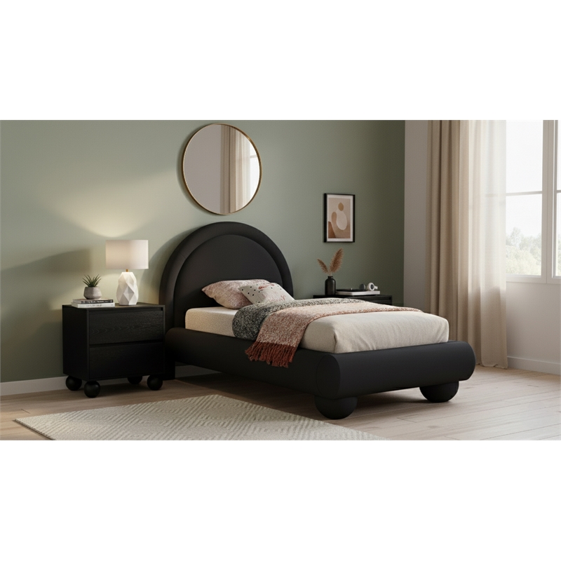 Meridian Furniture Madrid Black Velvet Twin Bed