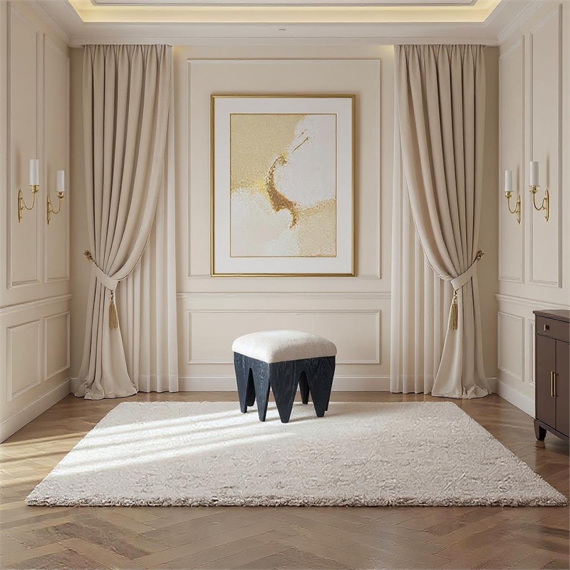 Meridian Furniture Altair Beige Velour Fur Fabric Bench