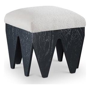 Meridian Furniture Altair Cream Velour Fur Fabric Bench
