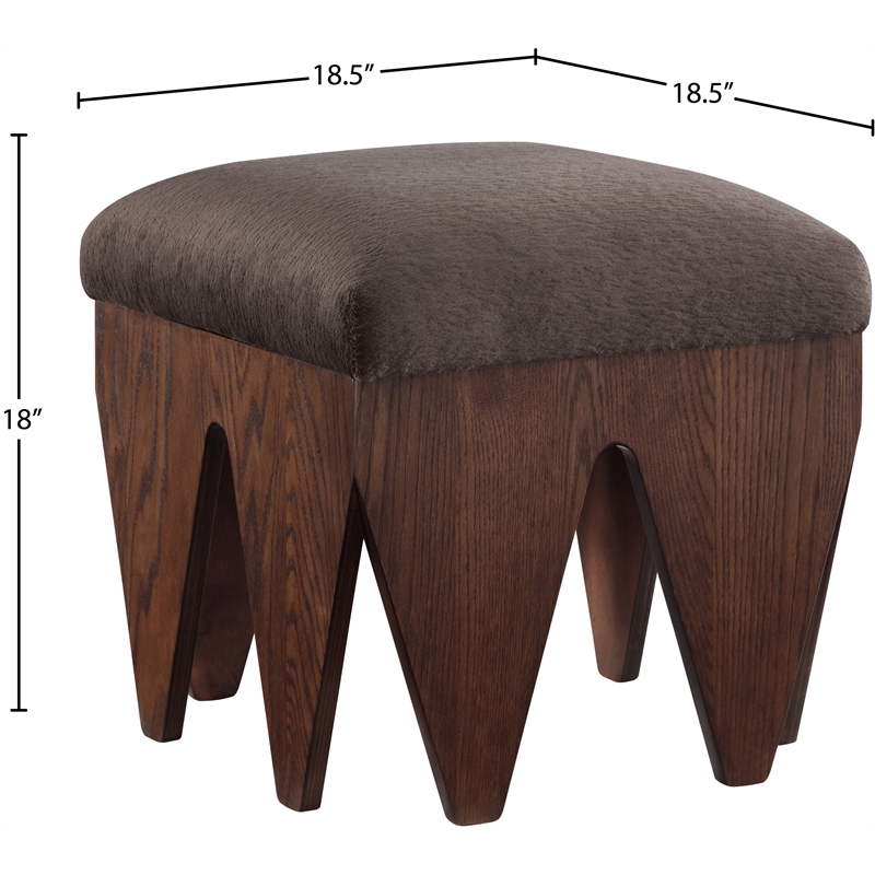 Meridian Furniture Altair Brown Velour Fur Fabric Bench